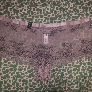 Torrid Black and lavender Lace Panties with Scalloped Trim